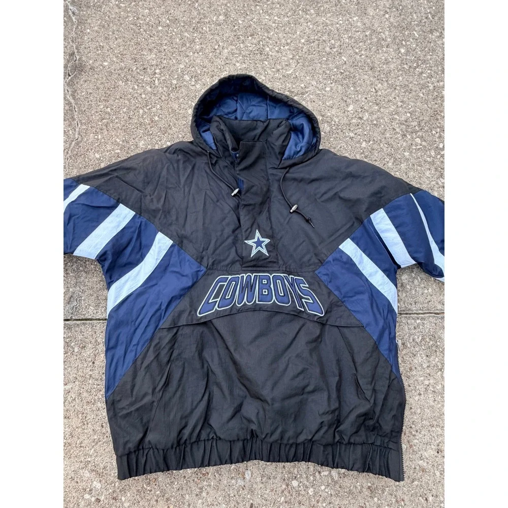 Vintage Starter Dallas Cowboys Pullover Jacket XXL NFL 90s Hooded - Picture 4 of 12
